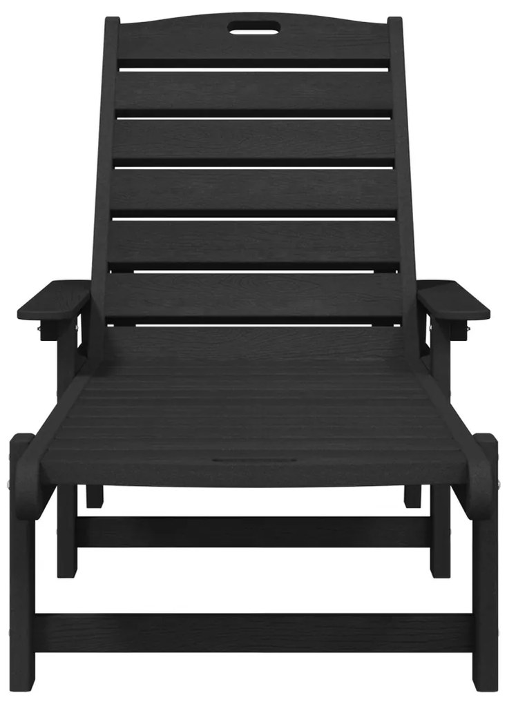 Napozóágy 2 db Fekete 162x53x98,5 cm HDPE