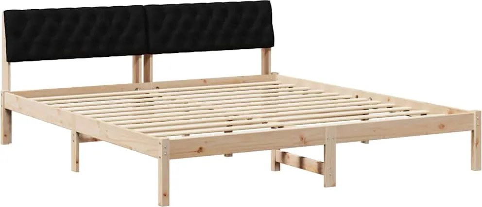 vidaXL Ágykeret fejtámlával Barna és fekete 180 x 200 cm Tömör fenyőfa
