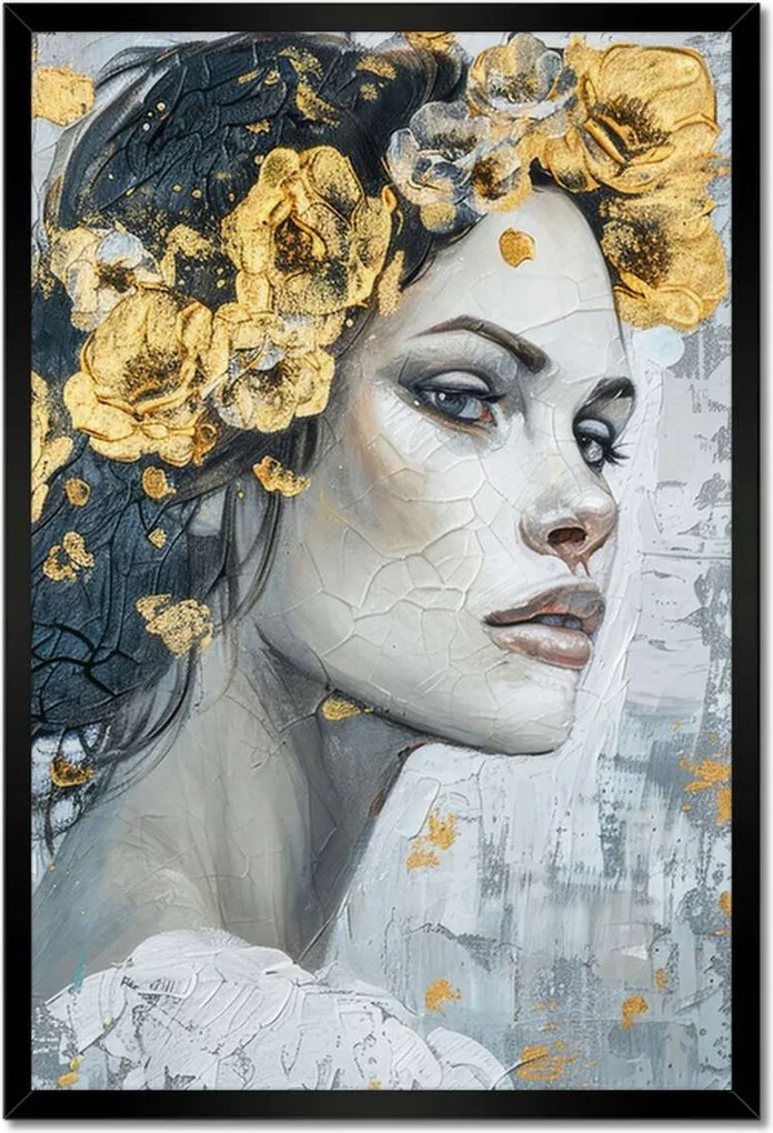 Poszter fekete keretben 40x60 Lány arany koszorúval