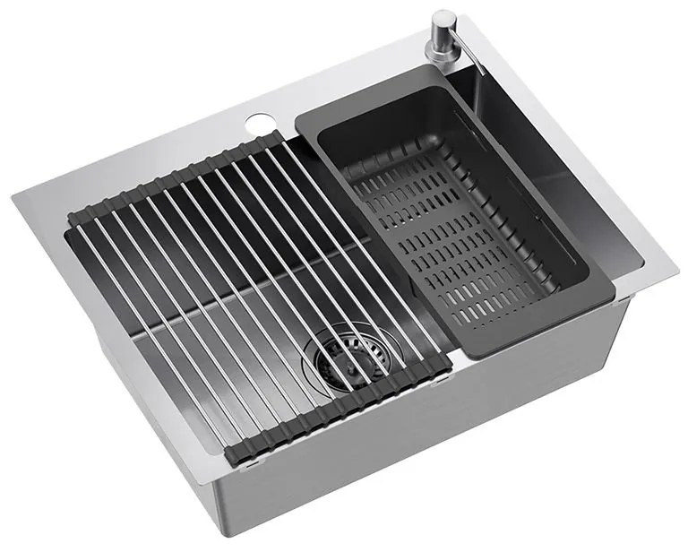 Acél mosogatótálca LUKE 110 WORKSTATION BRUSH NICKEL