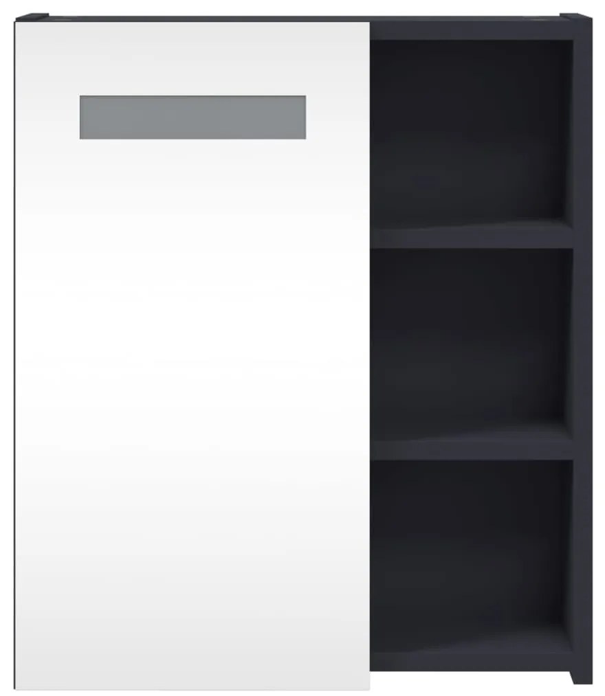 szürke tükrös fürdőszobaszekrény LED-del 45 x 13 x 52 cm