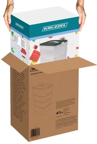 KRUZZEL 3 szintes doboz építőkockákra - játékrendszerező - Kruzzel