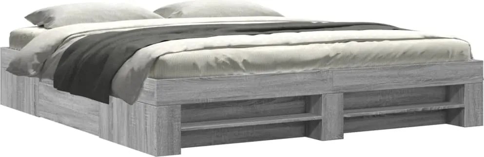 vidaXL szürke sonoma színű szerelt fa ágykeret matrac nélkül 180x200cm