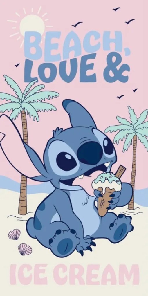 Disney Lilo és Stitch, A csillagkutya Beach Ice Cream fürdőlepedő, strand törölköző 70x140cm (Fast Dry)