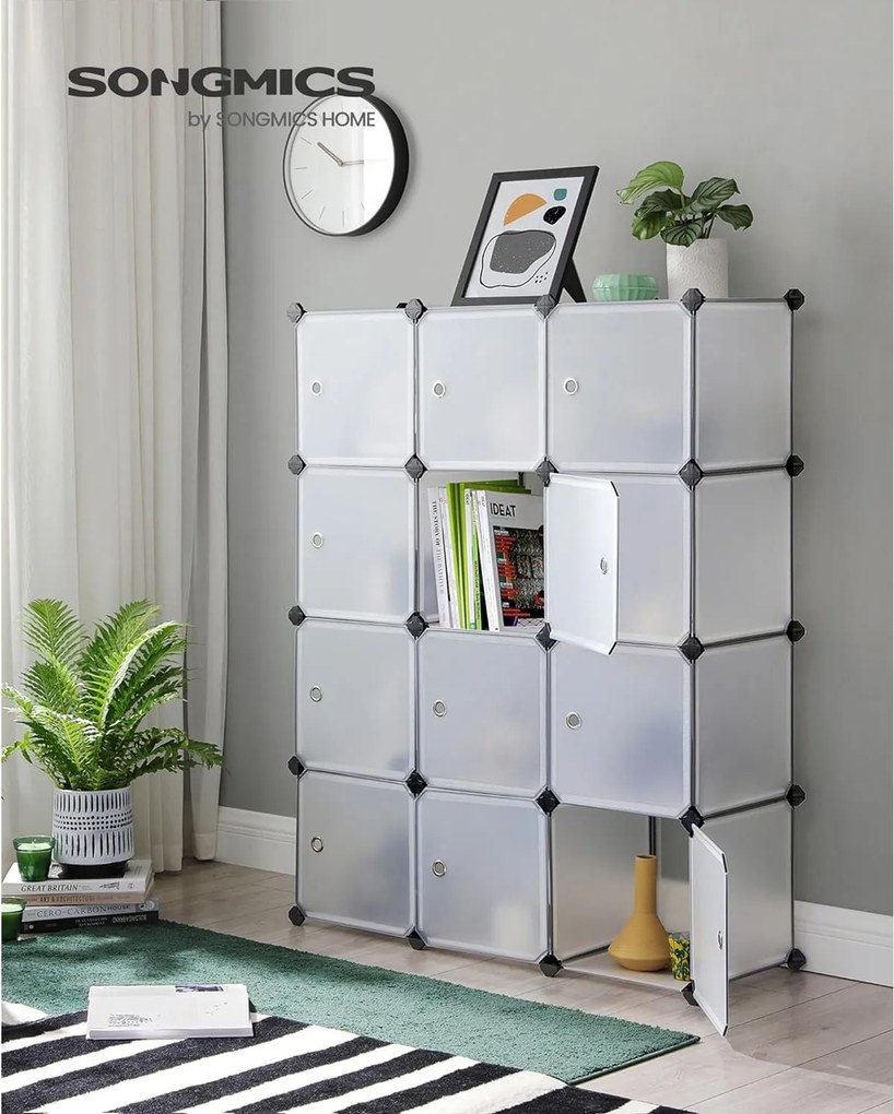 12 rekeszes műanyag, polcegység ruhákhoz, fehér