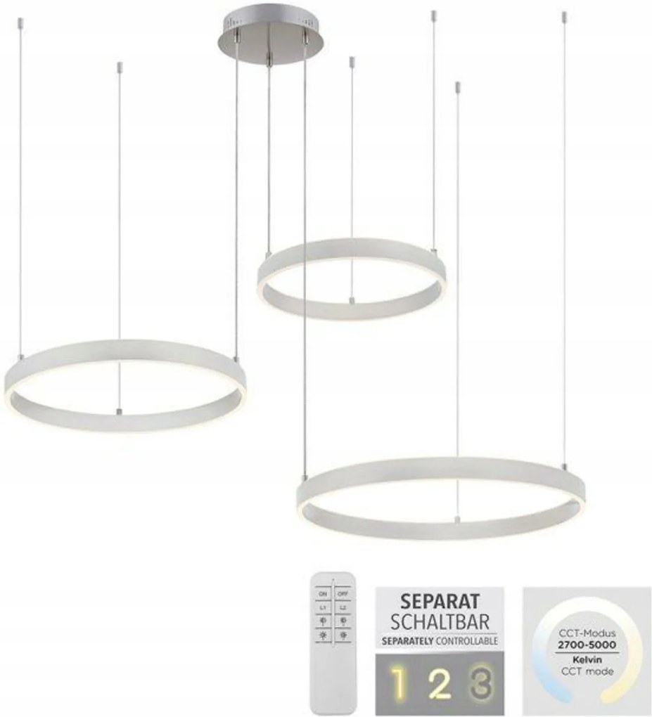 A Leuchten Direkt egy Just Light Led függőlámpa, 3 karú, ezüst direkt