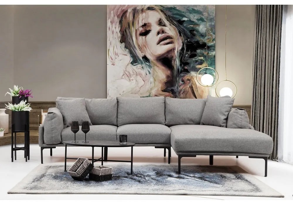 Leo szürke sarokkanapé, jobb oldali - Artie