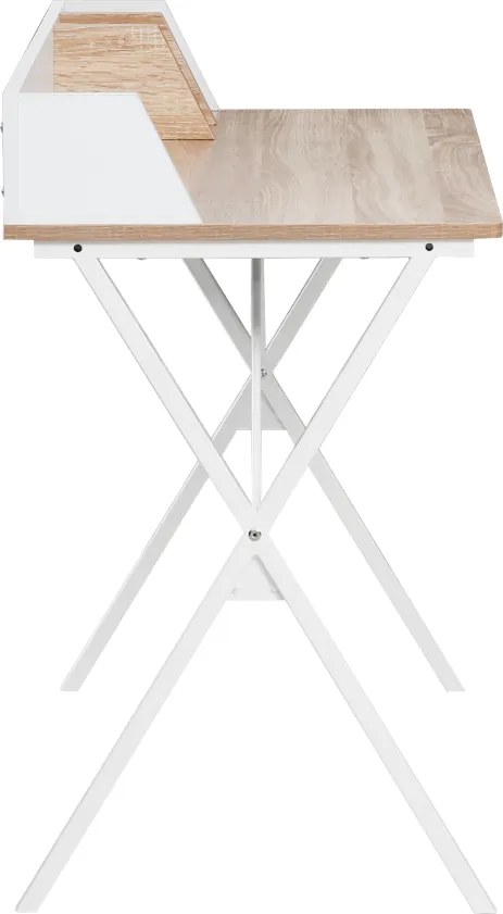 Számítógépasztal, világos tölgy/fehér, PSALMO