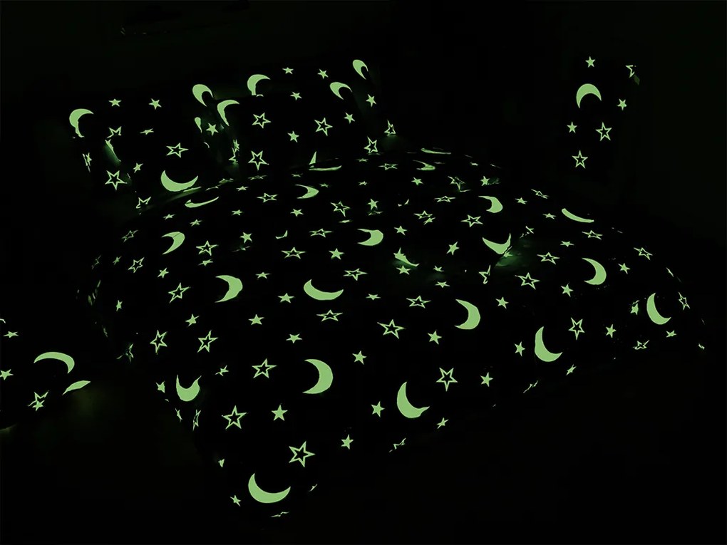 Sötétben világító mikroplüss ágyneműhuzat BIG MOON szürke Ágyneműhuzat mérete: 70 x 90 cm | 140 x 200 cm