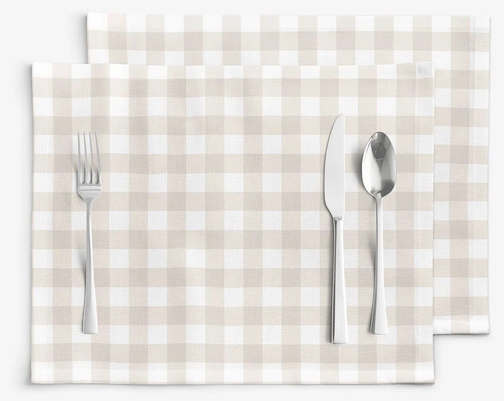 Goldea pamut reggeliző alátét - latté kockás - 2db 30 x 40 cm