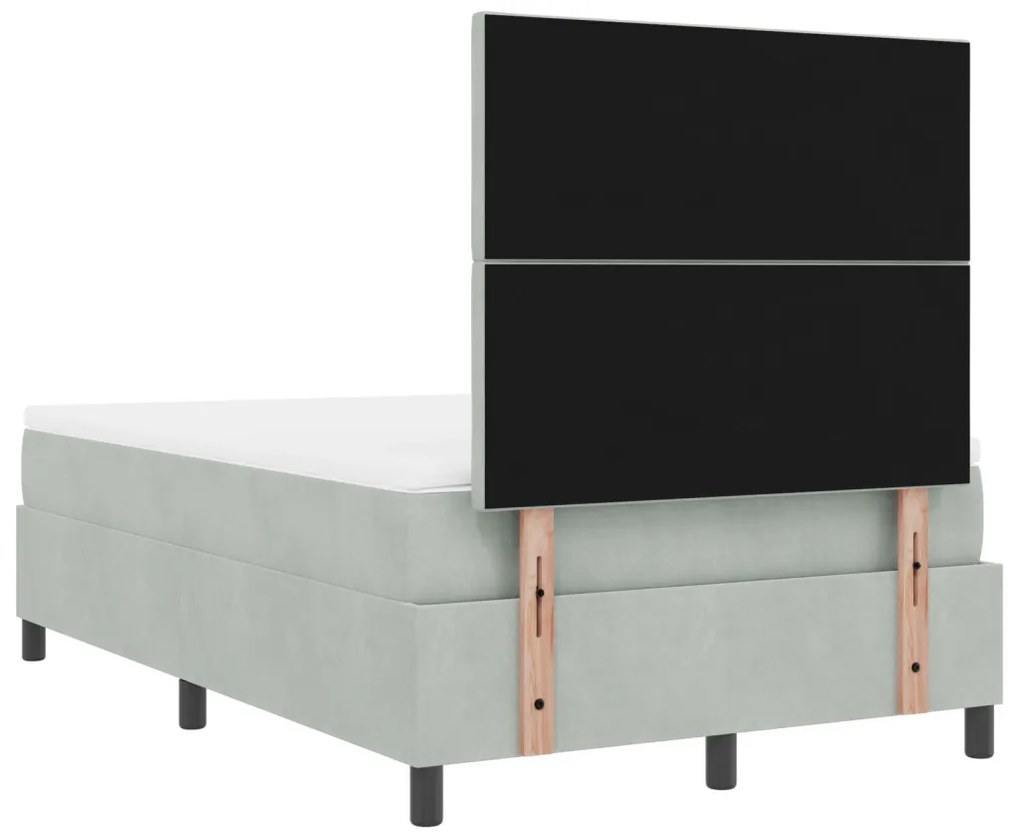 Boxspring Ágy Matrac Könnyű Szürke Kis Kétszemélyes Bársony