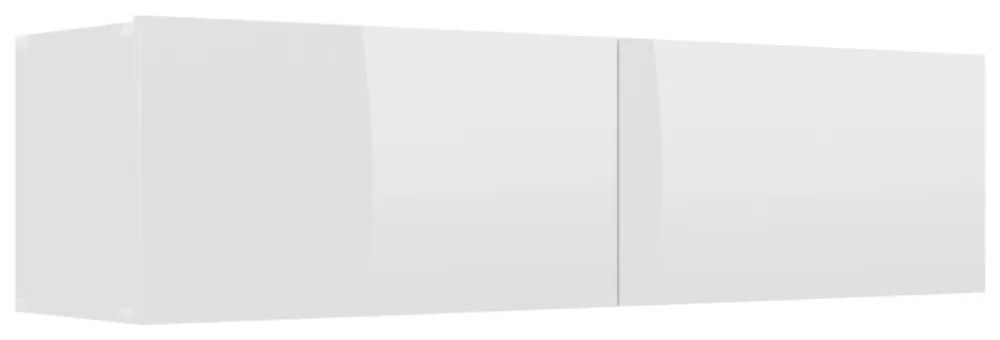 magasfényű fehér szerelt fa TV-szekrény 120 x 30 x 30 cm
