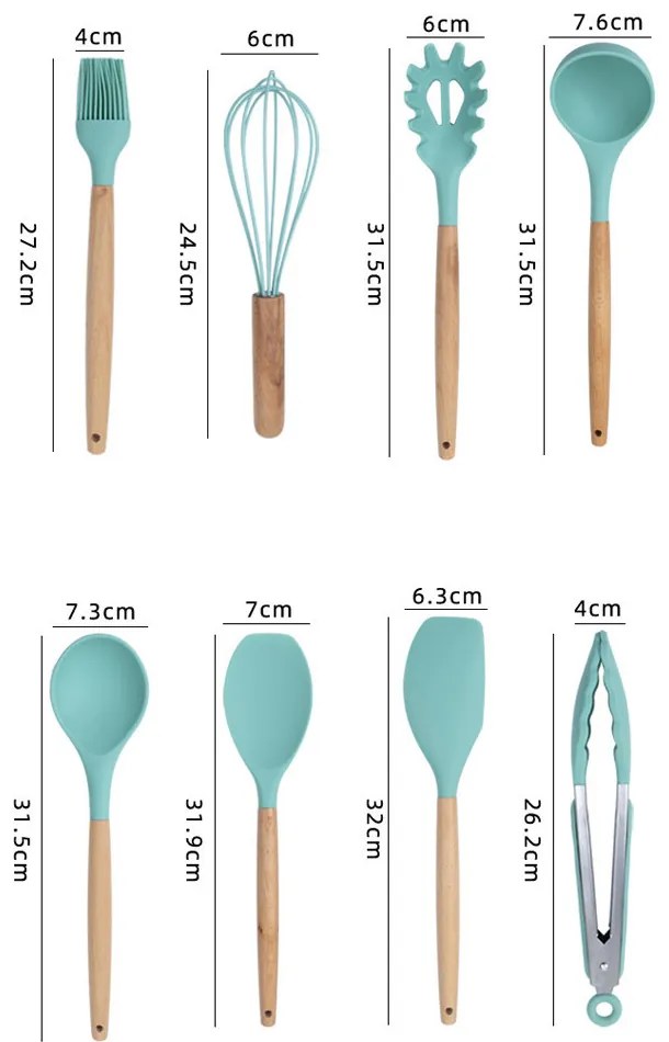 12 darabos tapadásmentes nyelű, szilikon konyhai szett, fekete KOC-111