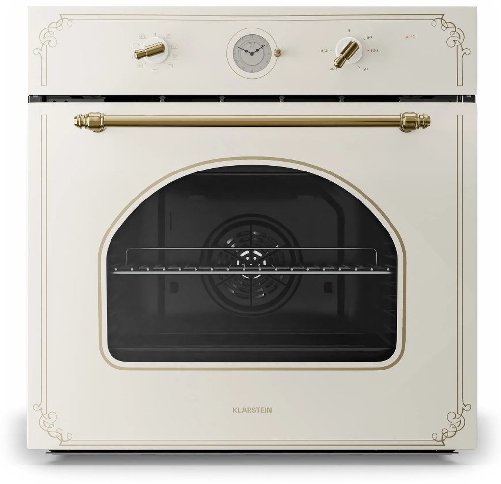 Klarstein Victoria, beépített sütő, retró dizájn, 9 funkció, 50 – 250 °C, elefántcsont