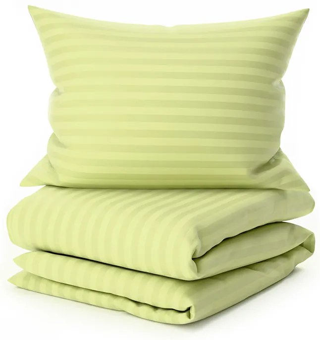 JASMINE mikroszálas szállodai ágyneműhuzat, pisztácia színű – 2 cm-es csíkos Ágyneműhuzat mérete: 70 x 90 cm | 140 x 220 cm