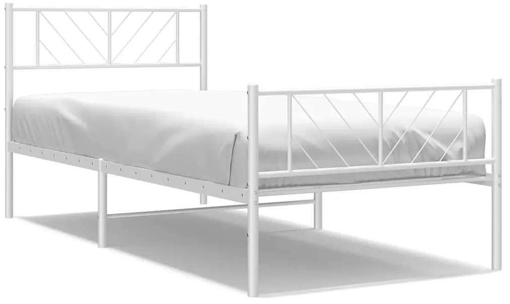 fehér fém ágykeret fej- és lábtámlával 100x200 cm