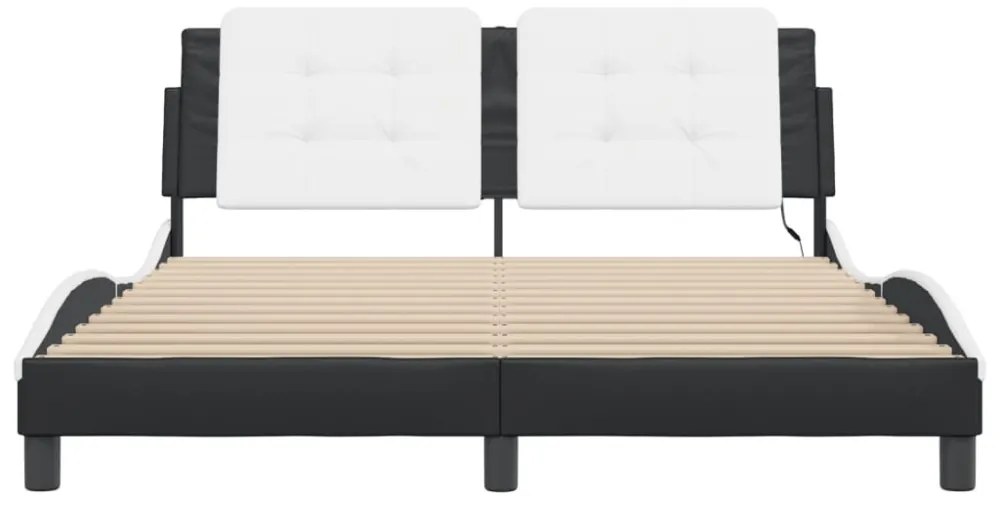 fekete és fehér ágykeret LED-ekkel matrac nélkül Zadar 160 x 200 cm