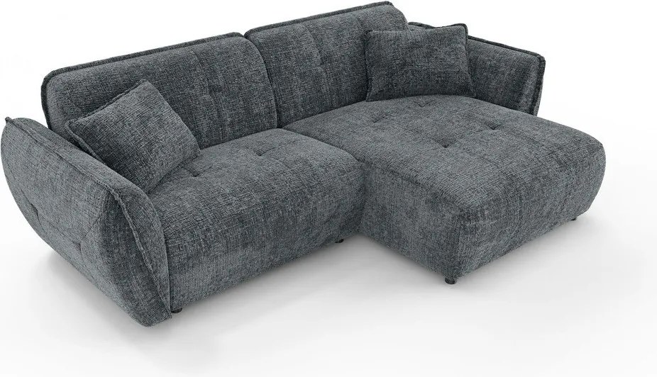 Sötétszürke zsenília sarokkanapé (jobb oldali-heverő résszel) Nelia – Ropez