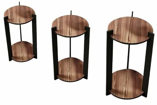 Virágállvány Flower Desk Round - Walnut