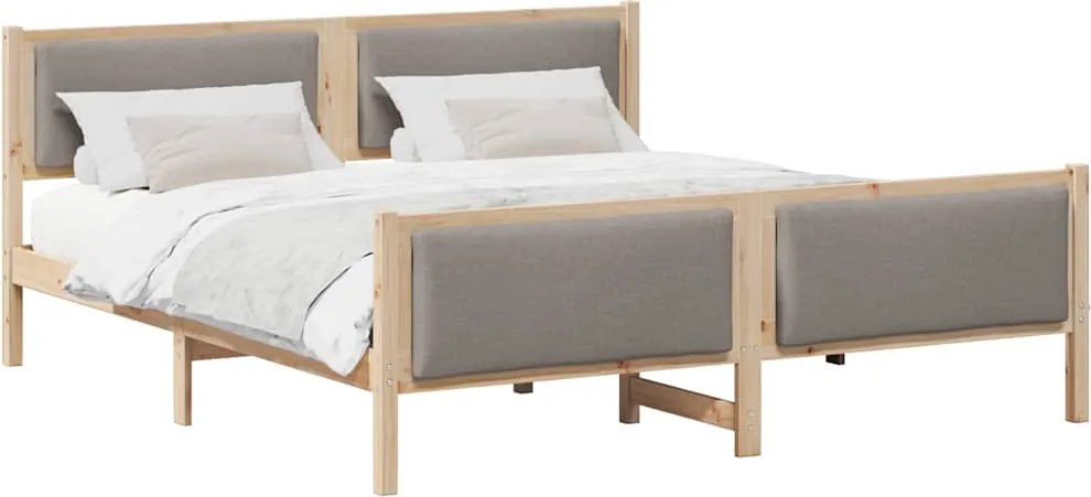 vidaXL Ágykeret fejtámlával Tópszínű 200 x 200 cm szövet