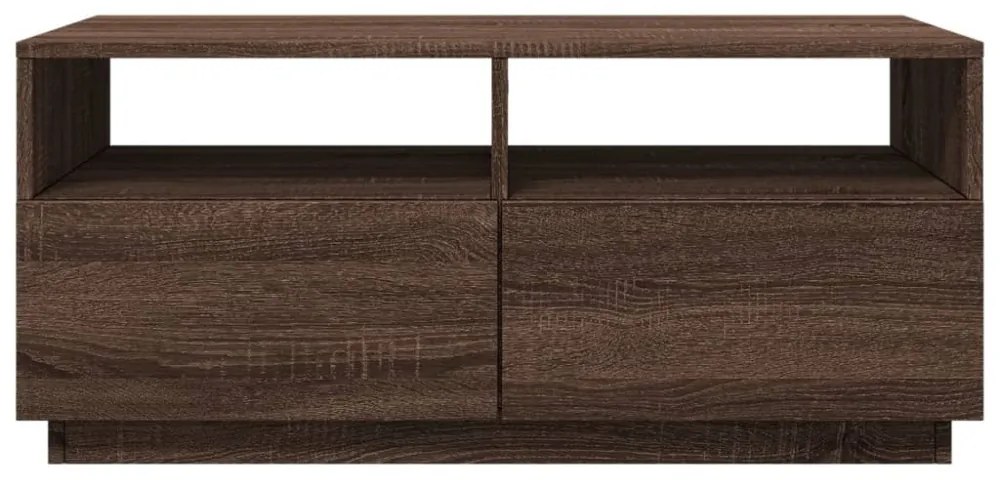 barna tölgyszínű dohányzóasztal LED-lámpákkal 90x49x40 cm