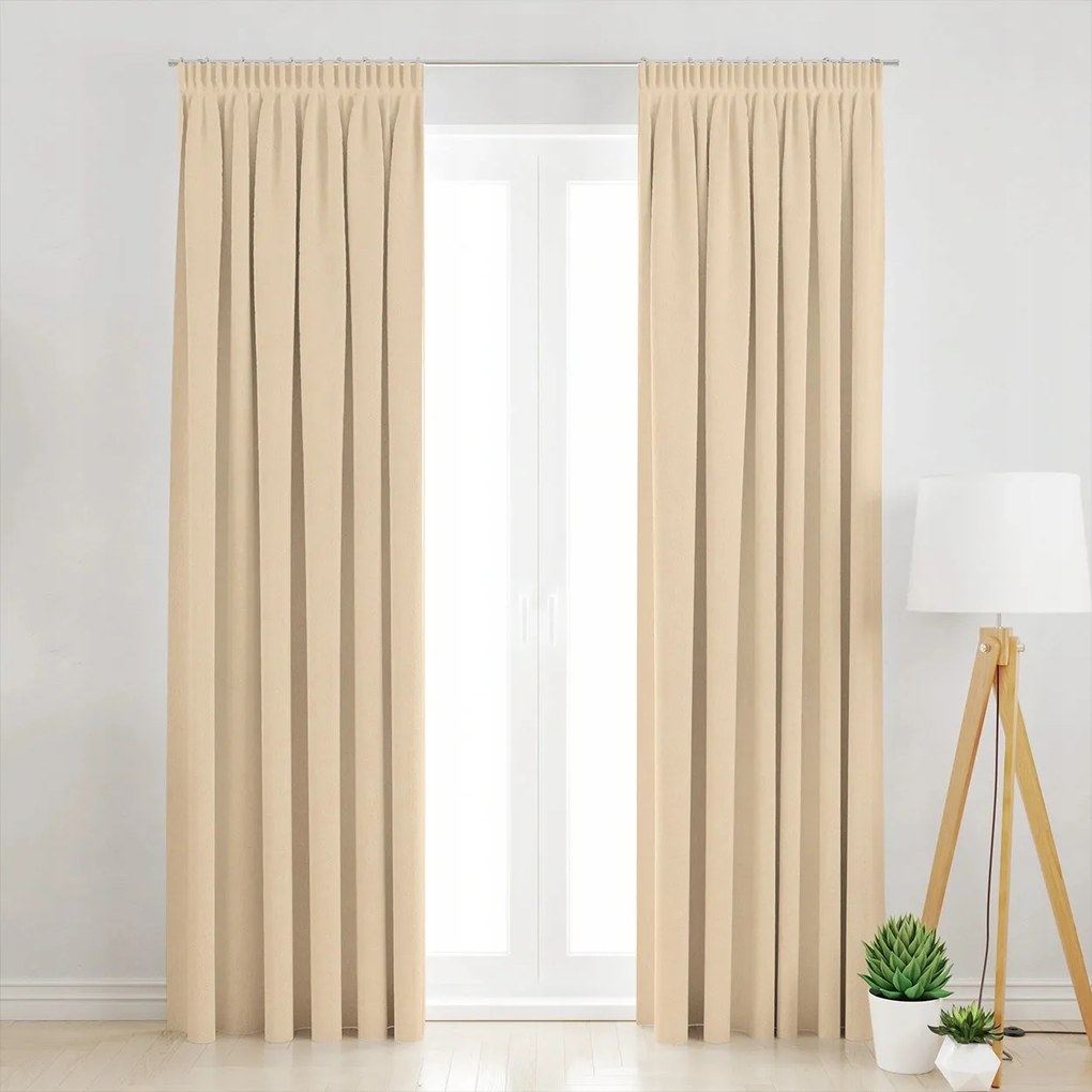 Kész Függöny Puha Tapintású Szalaggal 180x290 Bézs