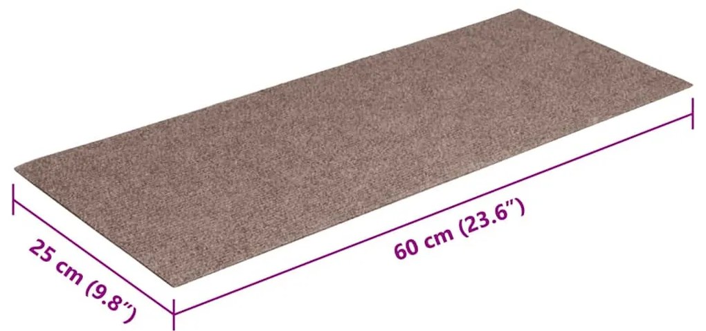 15 db öntapadós lépcsőszőnyeg 60 x 25 cm világosbarna téglalap alakú