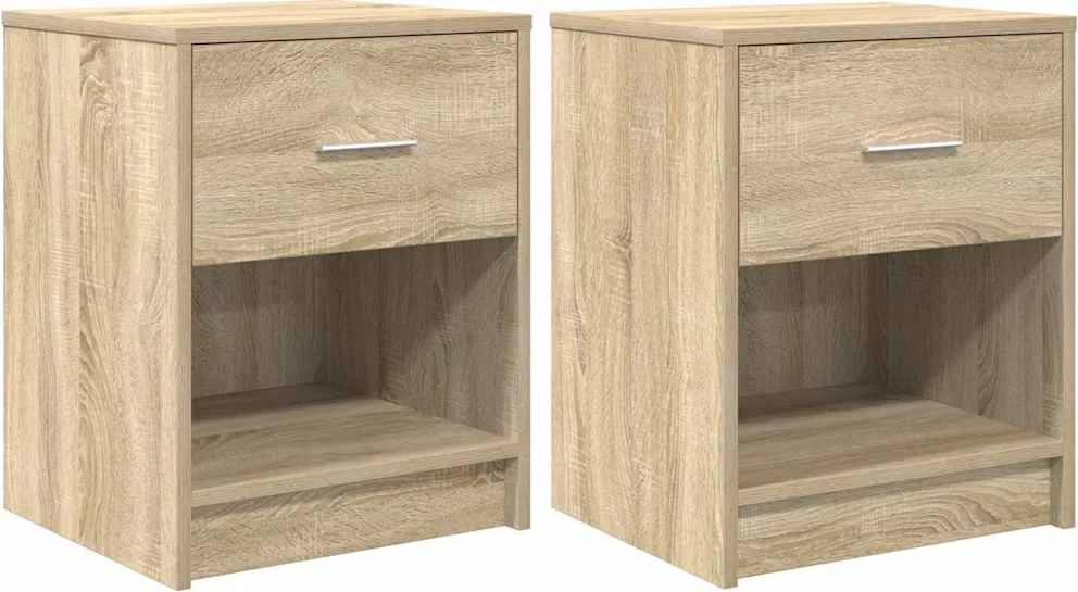 vidaXL 2 db sonoma tölgy színű éjjeliszekrény fiókkal 40x34x50 cm
