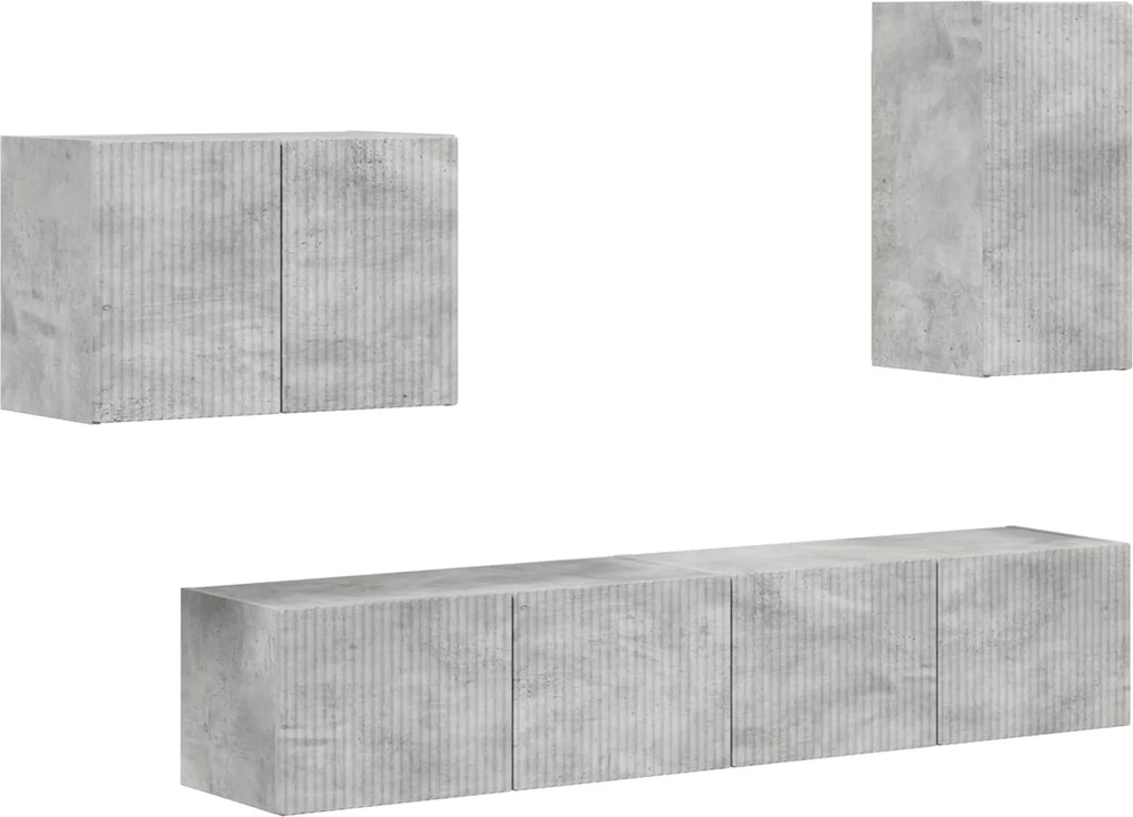 vidaXL TV falit kabinet szett 4 pcs Beton Szürke Faanyag