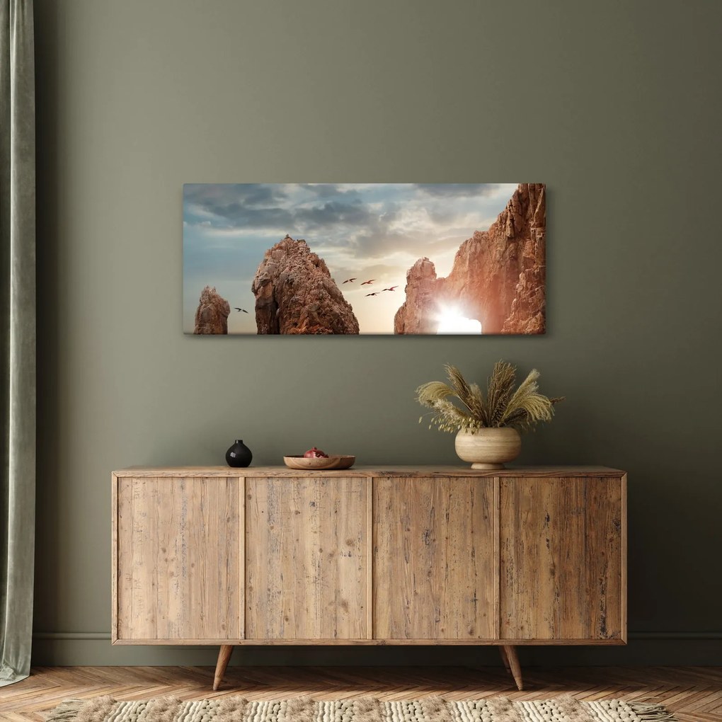 Kép - Naplemente a sziklák felett (120x50 cm)