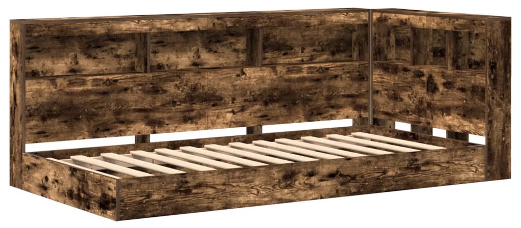 Könyvespolc ágy füstölt tölgy 75x190 cm szerelt fa