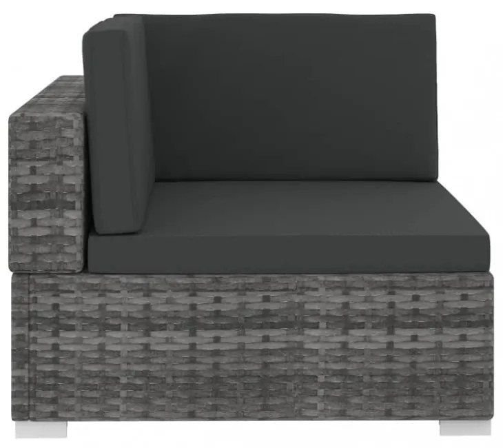 3 részes szürke polyrattan kerti kanapészett párnákkal