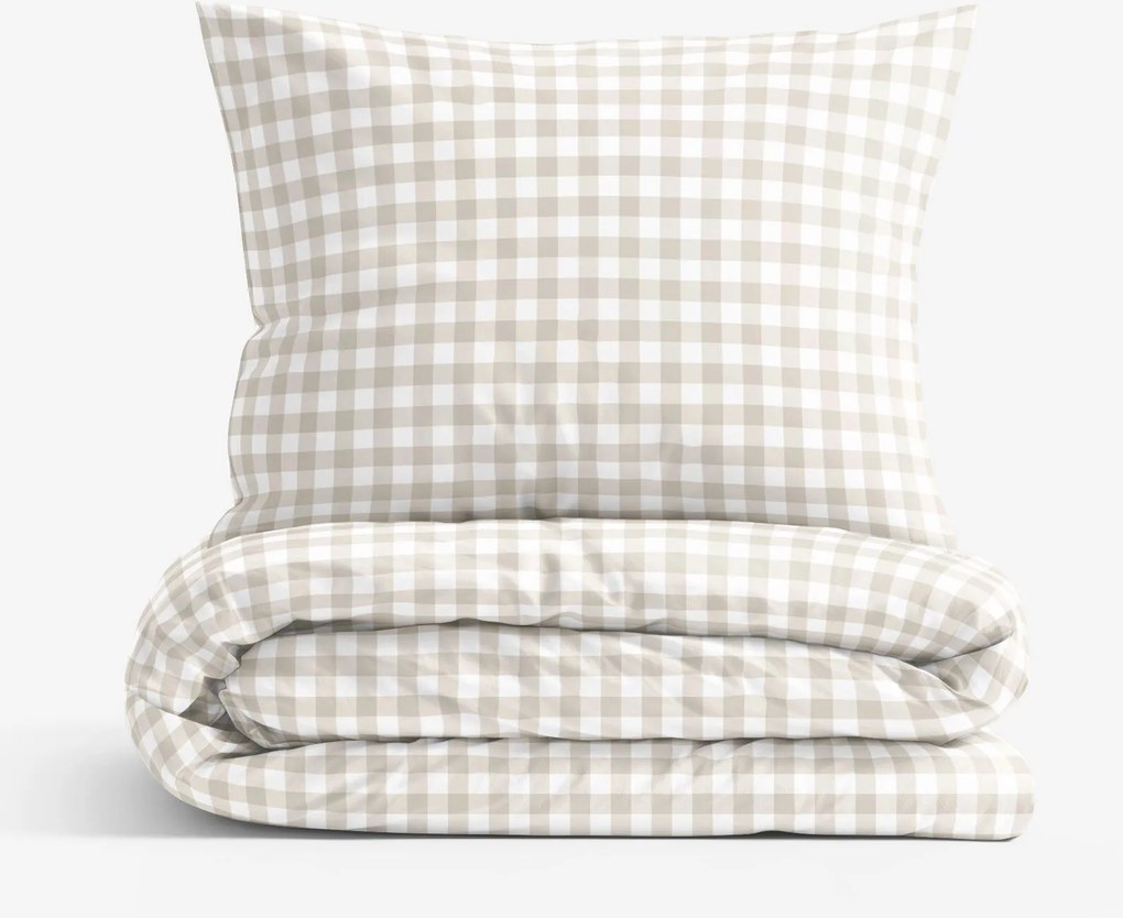 Goldea pamut ágyneműhuzat - latté kockás 140 x 200 és 70 x 90 cm