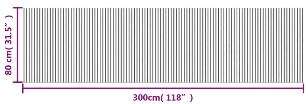 négyszögletű világos természetes bambusz szőnyeg 80 x 300 cm