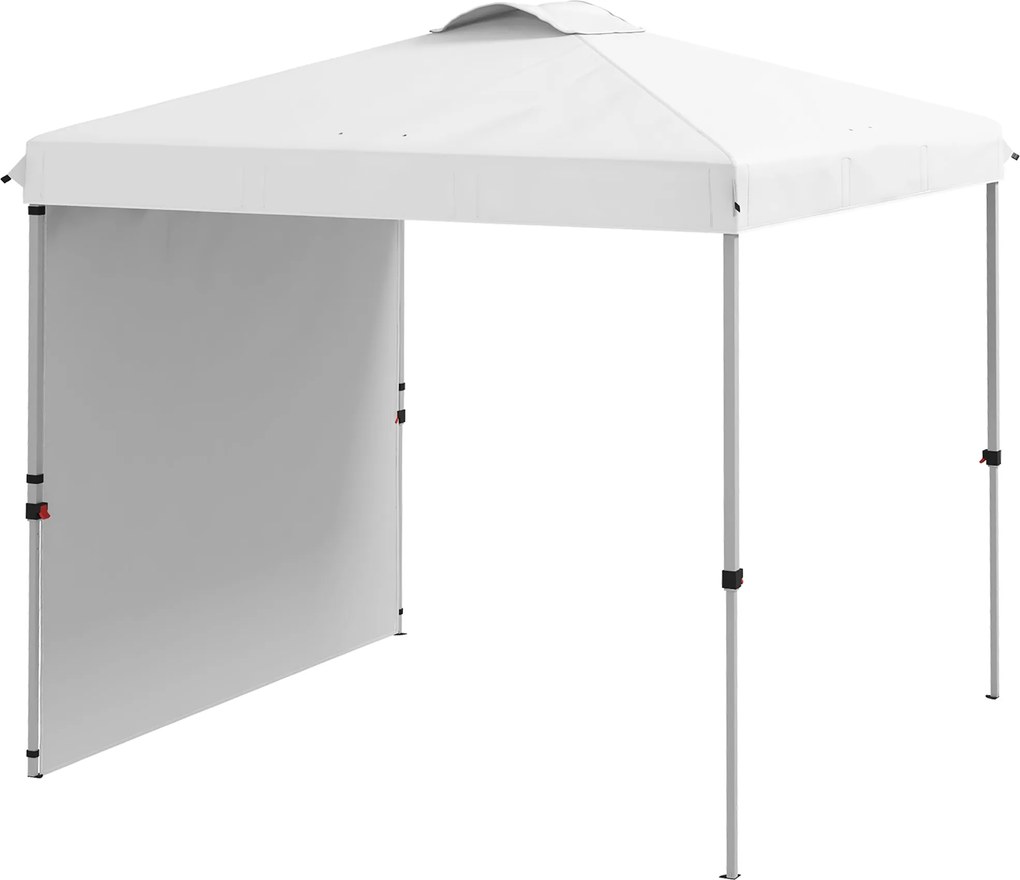 Outsunny Összecsukható Sátor 2.5x2.5 m Kerti Pavilon 1 Oldalfallal Magasságállíthatóság 3 Szinten UV-álló Vízálló és Homokzsákos Terasz a Szabadtéri K