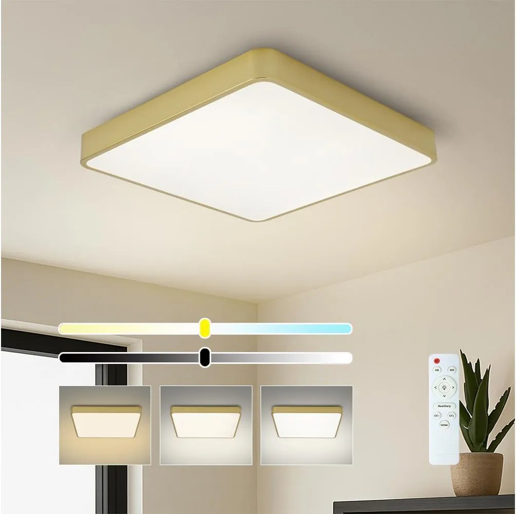 Brilagi-LED dimmelhető mennyezeti lámpatest POOL LED/48W/230V 3000-6000K 50x50 cm arany + távirányító