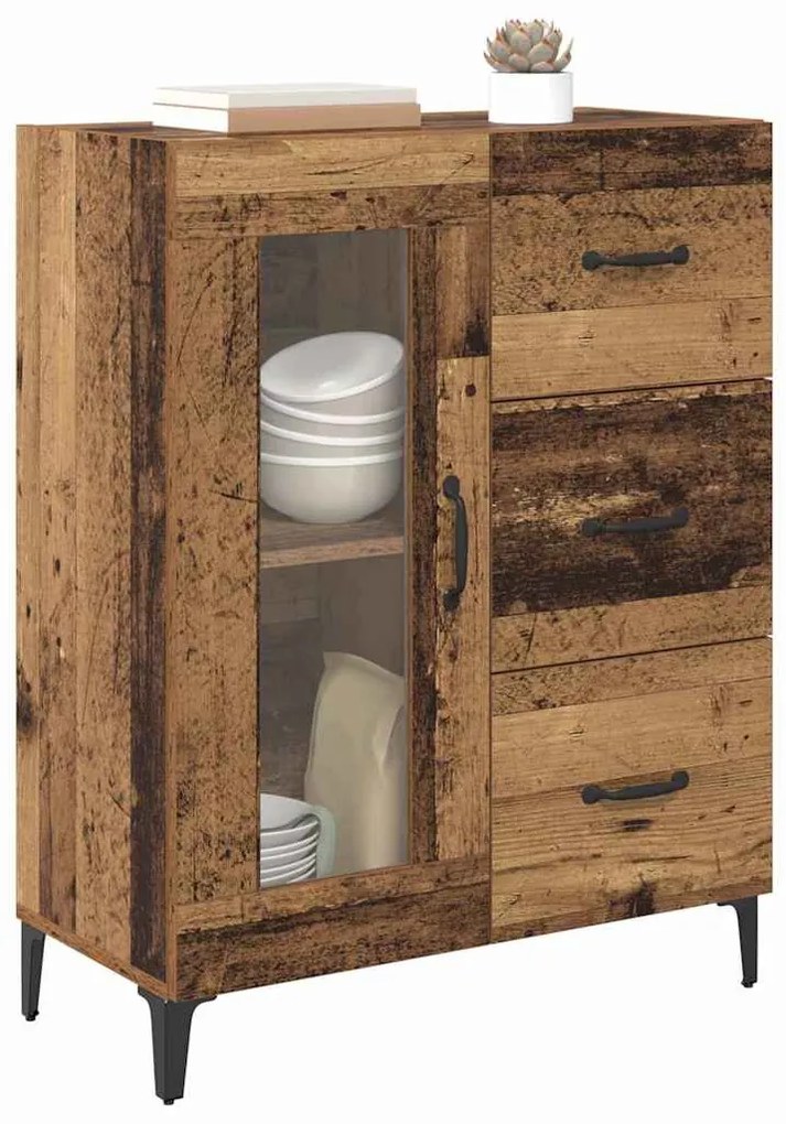 Széf fiókkal Öreg fa 69,5 x 34 x 90 cm Műszaki fa és vas