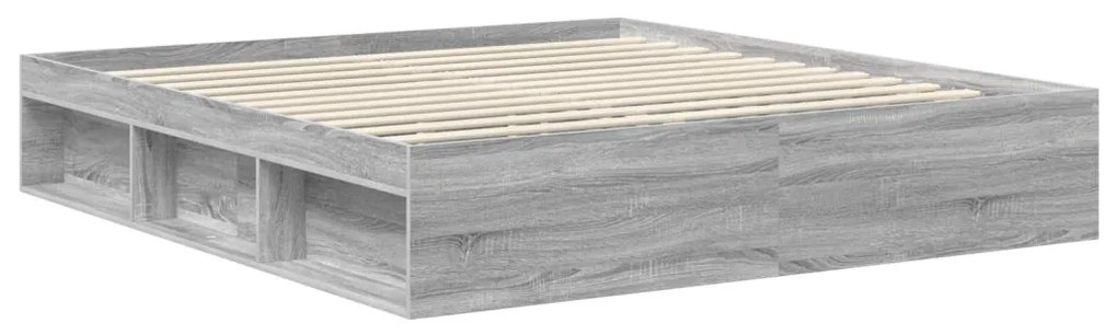 vidaXL Ágykeret fejtámlával Szürke Sonoma 180 x 200 cm Tömör fenyőfa