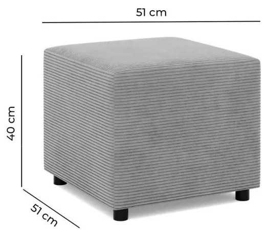 Zeus puff, kordbársony, 50x50, kék