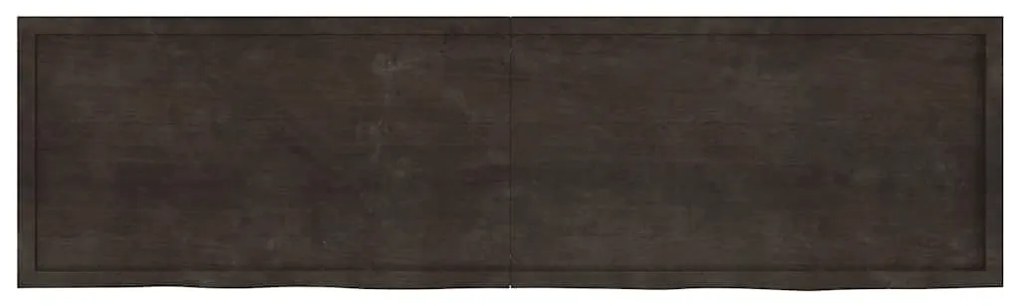 sötétbarna kezelt tömör fa fürdőszobai pult 220x60x(2-4) cm
