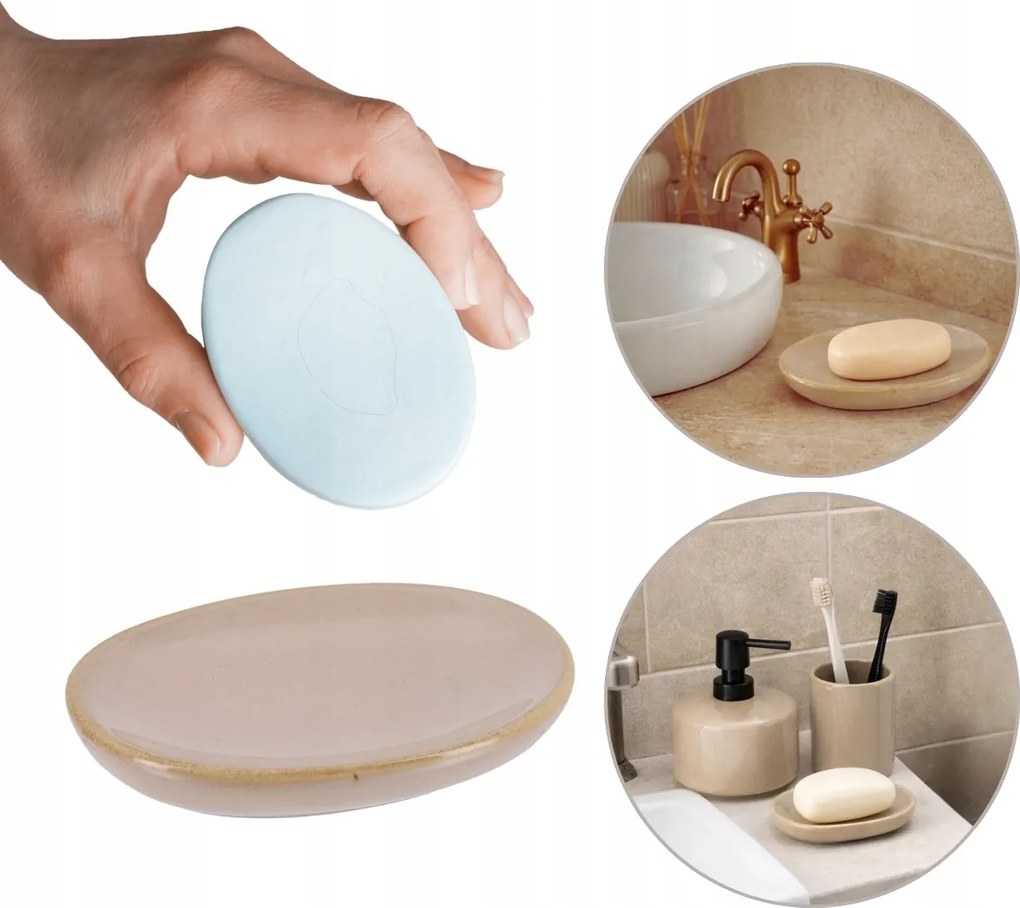 Szabadonálló Szappantartó Fürdőszobai Kő Bézs Ovális