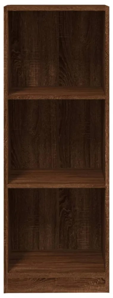 3 szintes barna tölgy színű fa könyvszekrény 40 x 24 x 109 cm