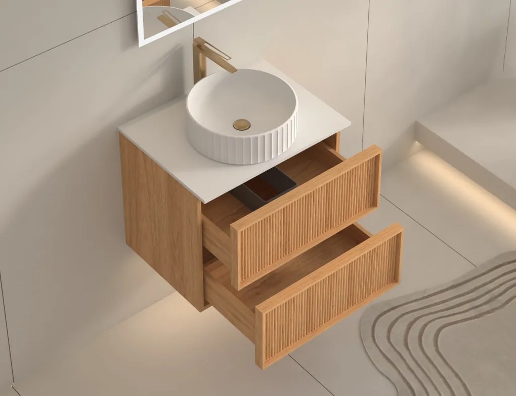 AREZZO design SAVONA 60 cm-es Fürdőszoba alsószekrény 2 fiók, tölgy