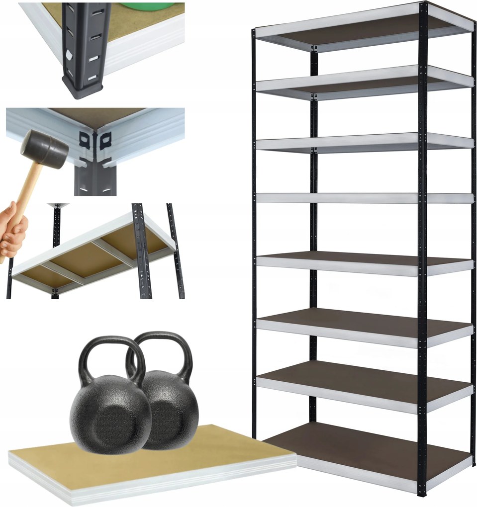 Tárolószekrény fém állvány Helios 270x100x35cm 8Px275kg Tömör