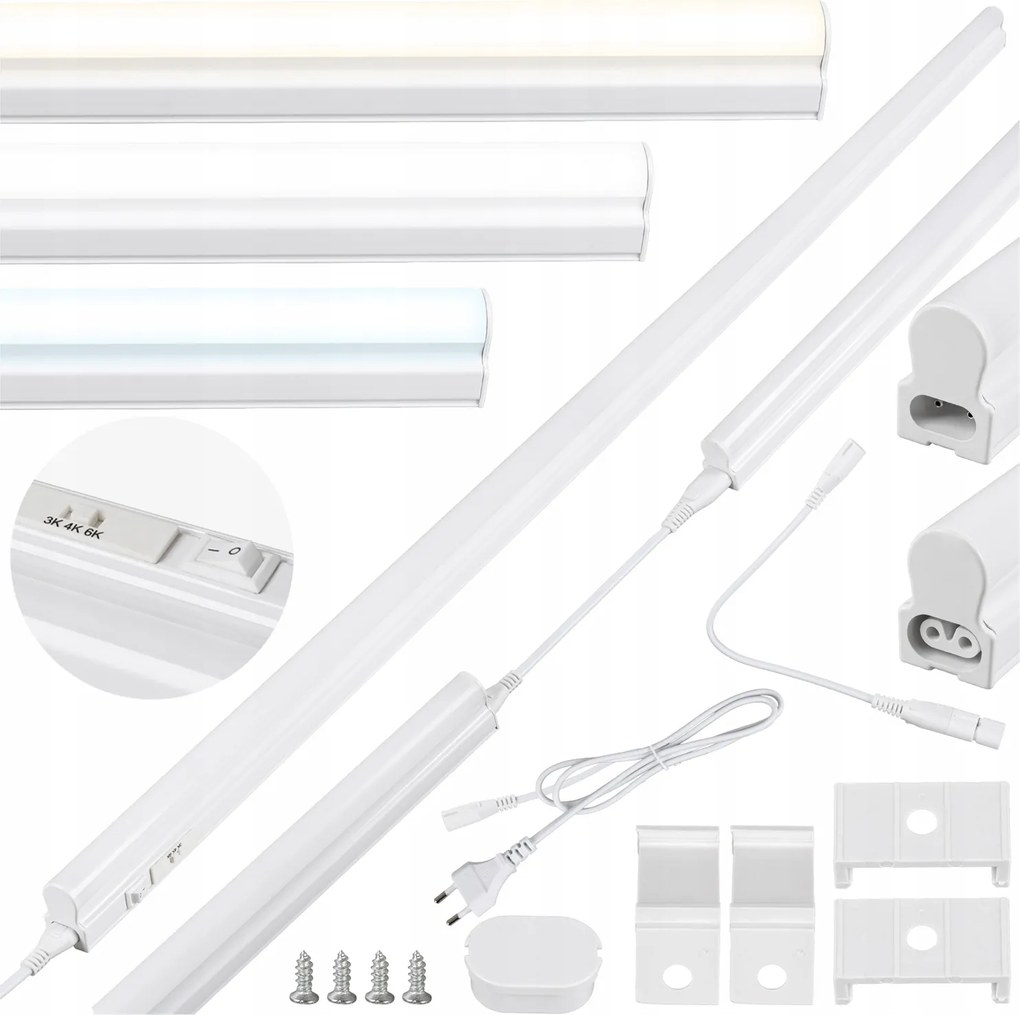 LED-es szekrény alatti lámpa konyhai díszléc 120cm fénycső 3 szín 16W