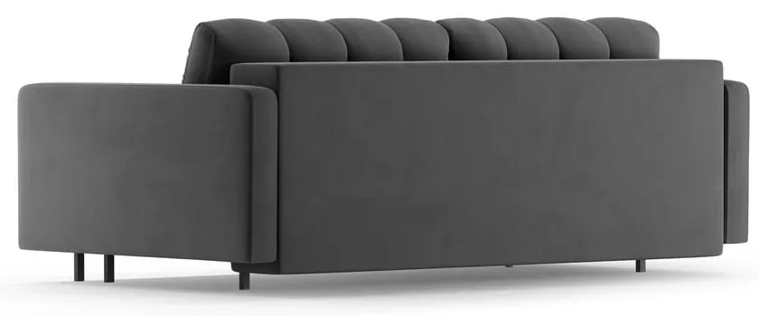 Sötétszürke bársony kinyitható tárolóhelyes kanapé 222 cm Bali – Cosmopolitan Design