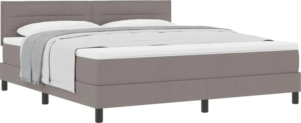 vidaXL Boxrugós ágy matracmal fejtámlával Tópszínű 180 x 200 cm szövet