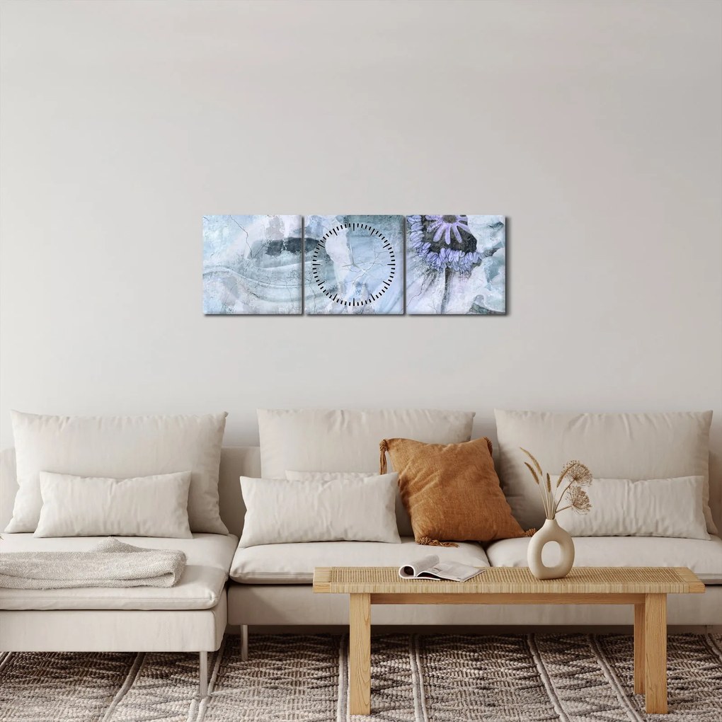 Kép - Virágos freskó téglafalon (órával) (90x30 cm)