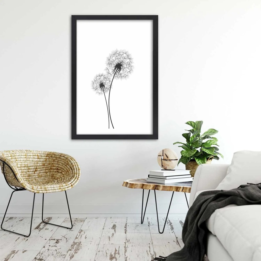 Gario Poszter Rajzolt két pitypang A keret színe: Természetes, Méret: 40 x 60 cm