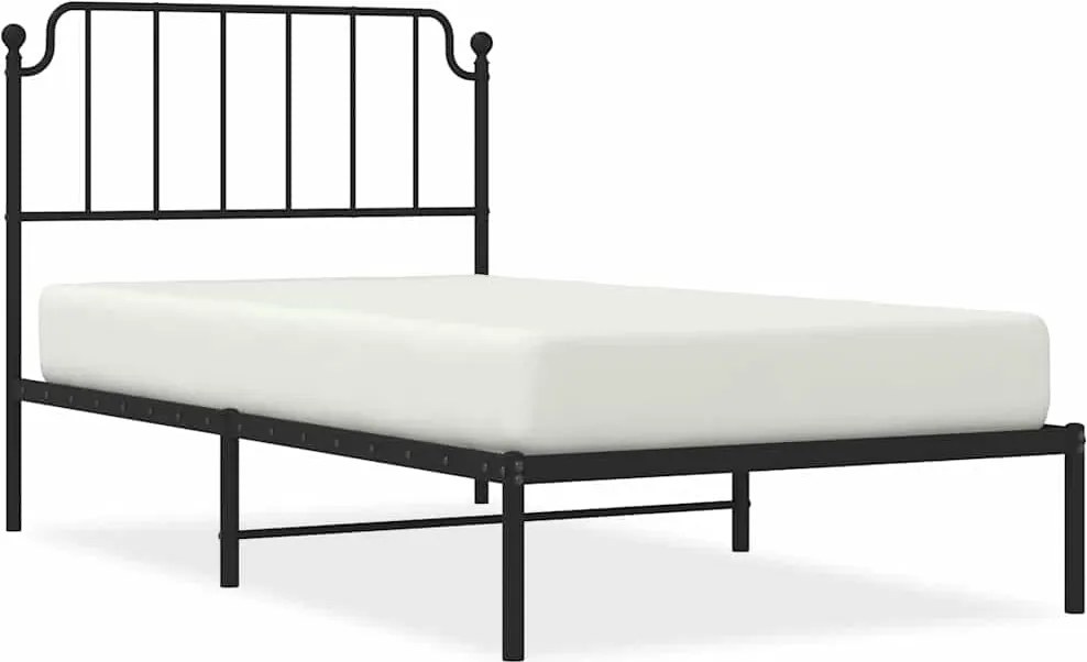 vidaXL fekete fém ágykeret fejtámlával 100 x 200 cm